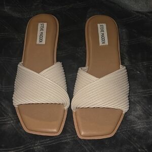Steve Madden Women's Cream Slide Sandals